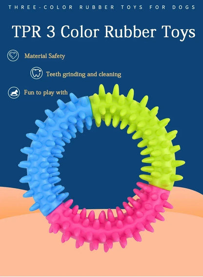 Cute Dog Toys Training Flying Discs Pet Ring Spiky Circle Ring Dog Bite-Chew Molar Cleaning Tooth Pet Supply Toy Dog Accessories