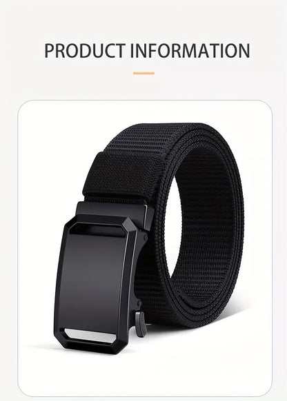 New Automatic Buckle Belt, Canvas Tactical Workwear Casual Outdoor Military Training Pants Belt For Men