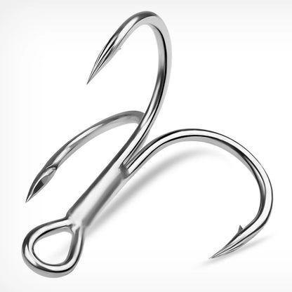 20pcs High Carbon Treble Hooks - Super Sharp, Solid Size 1#-14# Triple Barbed Steel Fishing Lure - Jigging Fishing Hook