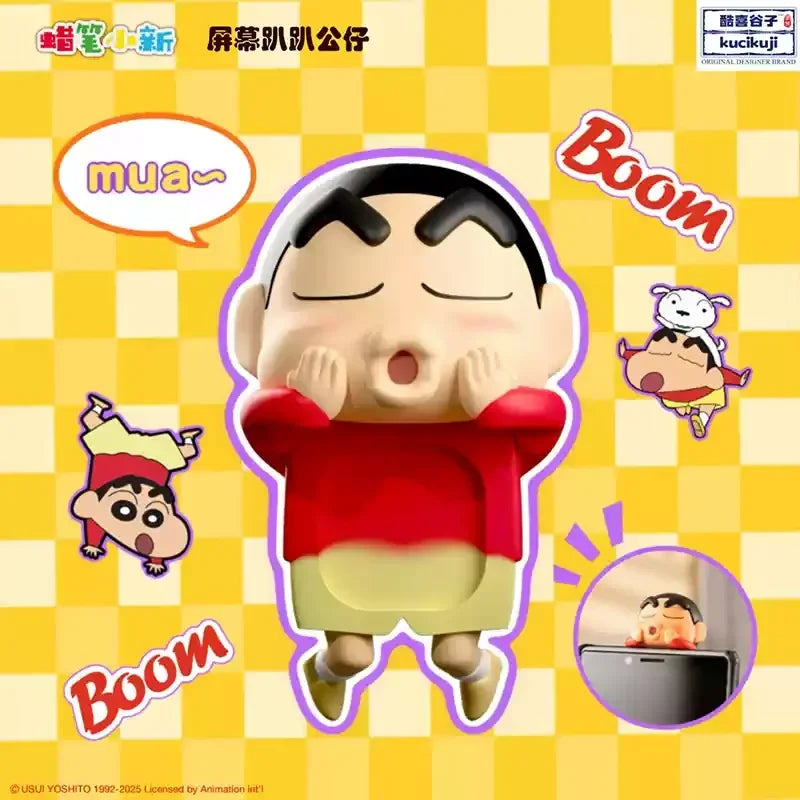 Official genuine Crayon Shin chan trendy toy mobile phone screen party doll car decoration figurine gift anime periphera