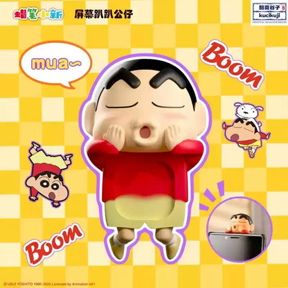 Official genuine Crayon Shin chan trendy toy mobile phone screen party doll car decoration figurine gift anime periphera