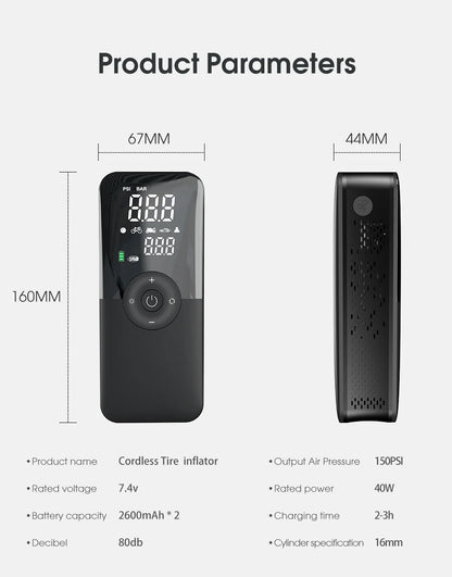 CARSUN Rechargeable Tire Inflator Digital Cordless Car Tyre Inflator For Motocycle Bicycle Balls Portable Compressor Air Pump