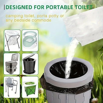 80-Pack Portable Toilet Absorbent Gel Pouches – Fast Solidifying, Odor Neutralizing, Leak-Proof. Ideal for Camping, RV, Outdoor