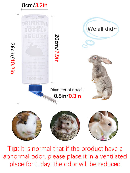 1 PC 1000ml Random Color Small Animals Drinker Auto Drinking Hangable Water Bottle for Rabbit Guinea Pig Parrot Rabbit Feeder