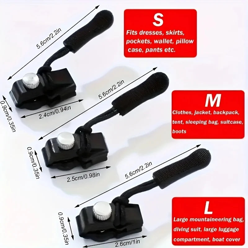 Quick Detachable Zipper Repair Kit,  suitable for various sizes of zippers on clothing, luggage, backpacks, and other equipment