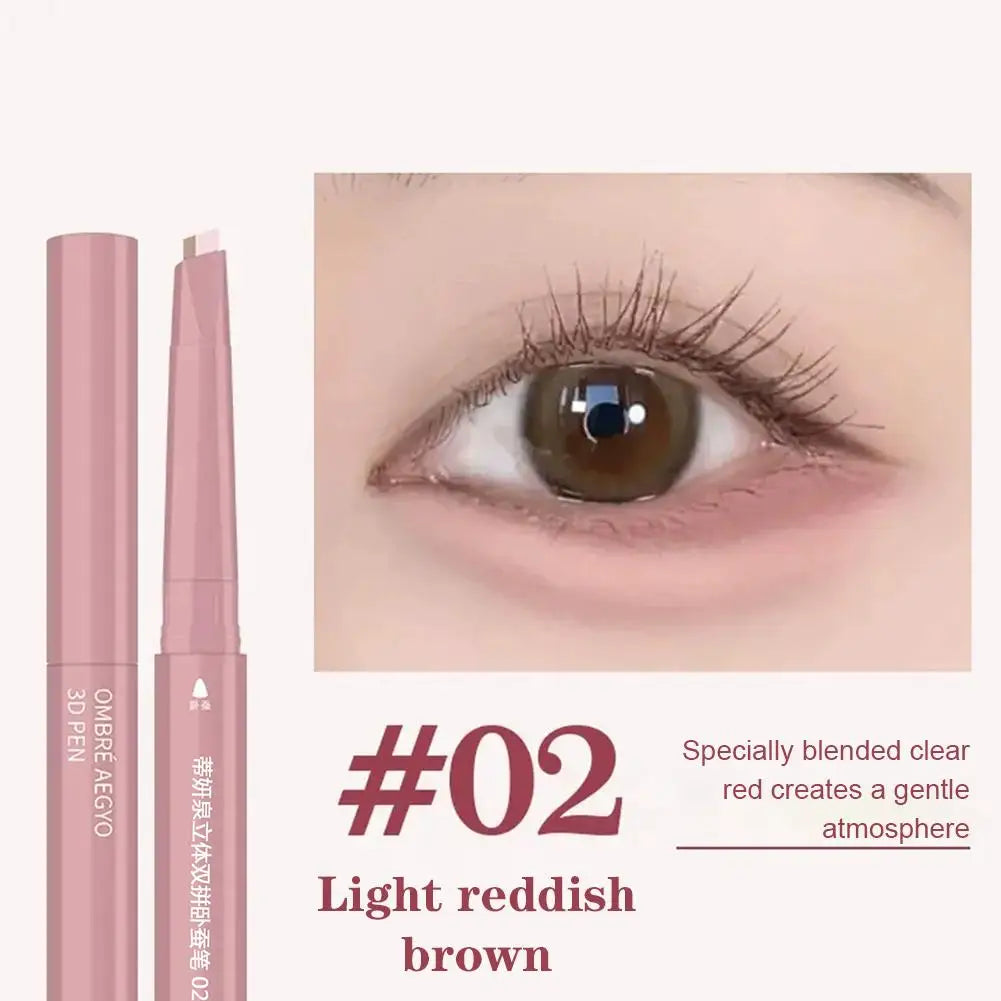 2 In 1 Double Ended Lying Silkworm Pen Two-tone Natural Under Eye Highlighter & Shadow Stick For Korean Makeup
