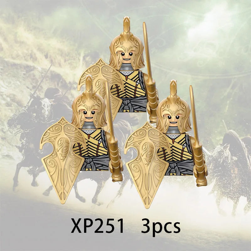 3pcs Lord Rings Elves Orcs Army Dwarf Rohan Mini Action Toy Figures Building Blocks Assembly Toys for Kids Birthday Gift