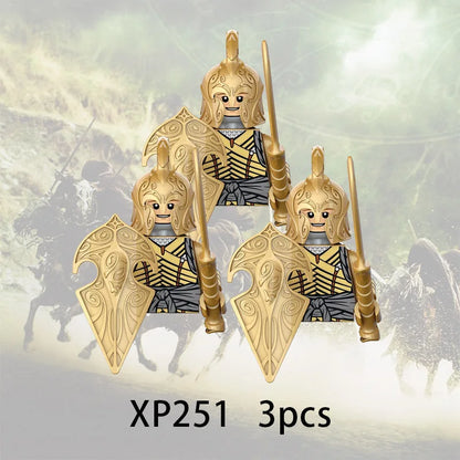 3pcs Lord Rings Elves Orcs Army Dwarf Rohan Mini Action Toy Figures Building Blocks Assembly Toys for Kids Birthday Gift
