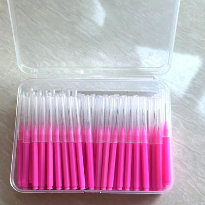 100/200 Pcs Box Interdental brush 0.6-1.5Mm Cleaning Between Teeth Oral Care Orthodontic I Shape Tooth Floss I-type push pull