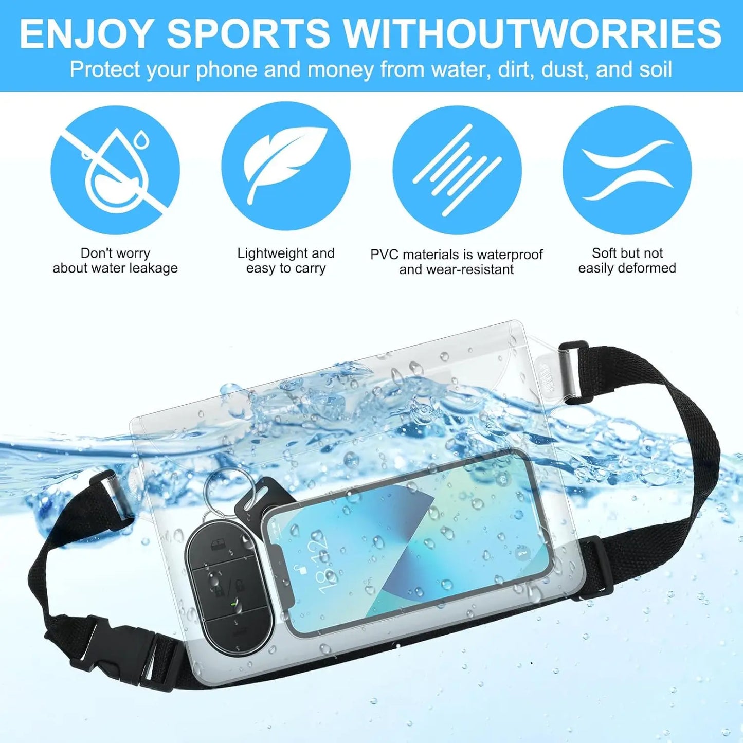 3-Layer High Waterproof Sealing Phone Dry Bag - Large Size Transparent Underwater Pouch for iPhone Mobile Phone