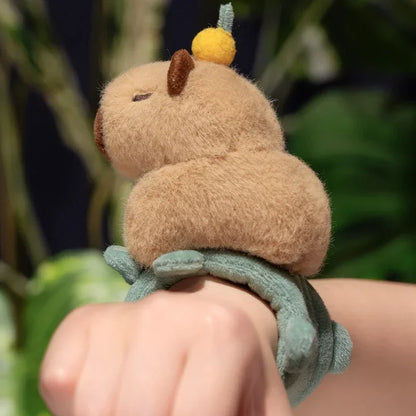 Capybara Slap Snap Wrap Capibara Plushie Wristband Bracelet Kawaii Cute Dog Cat Plush Toy Hand Ring Creative Funny Gift