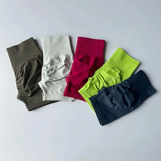women's high-waisted hip-enhancing sport shorts, with waist shaping, slimming effect, quick-drying hip, three-point fit leggings