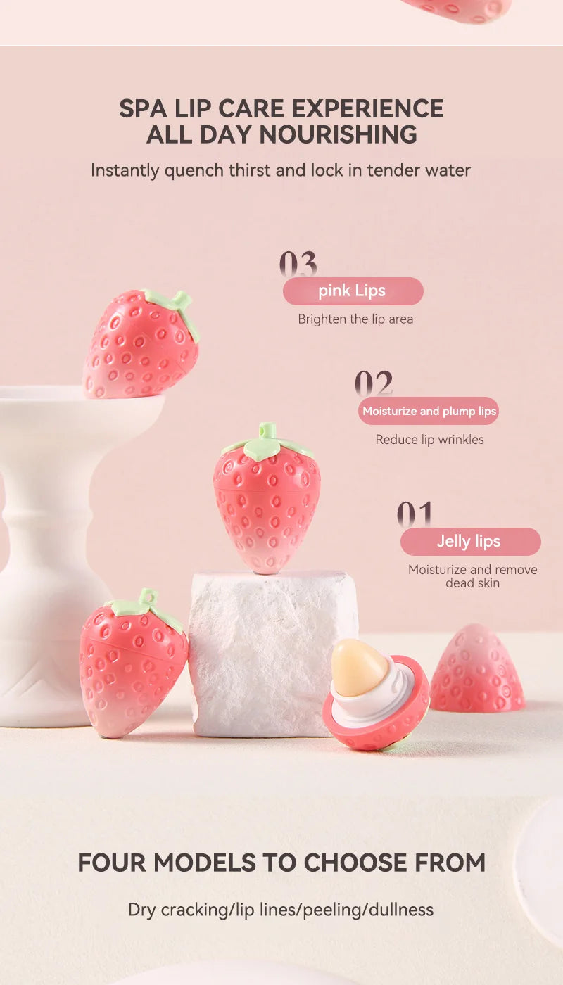 Shiji Strawberry Temperature-Changing Lip Balm — Intense Hydration, Protects and Softens Lips, Perfect for Students