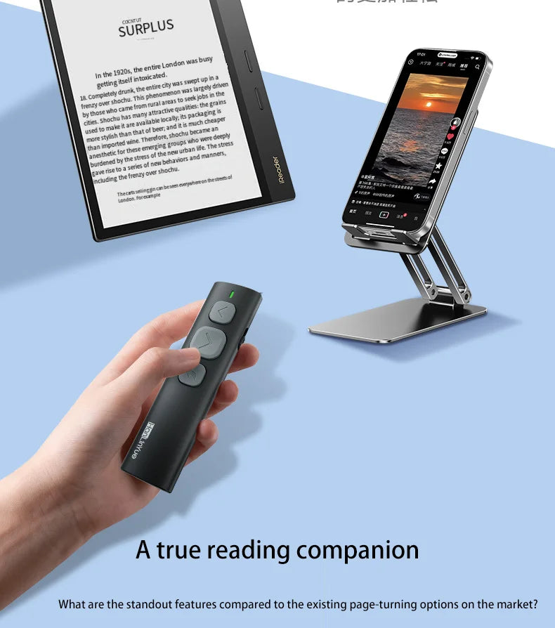 BT Page Turner, e-book reader, smartphone Bluetooth remote control, support for sliding short videos, Android/iOS mobile phones