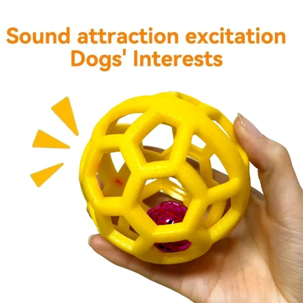 Dog Hollow Ball Toy Rubber Chew Toys for Dogs Cleaning Teeth Molar Bite Resistant Toy with Bell Puppy Training Game