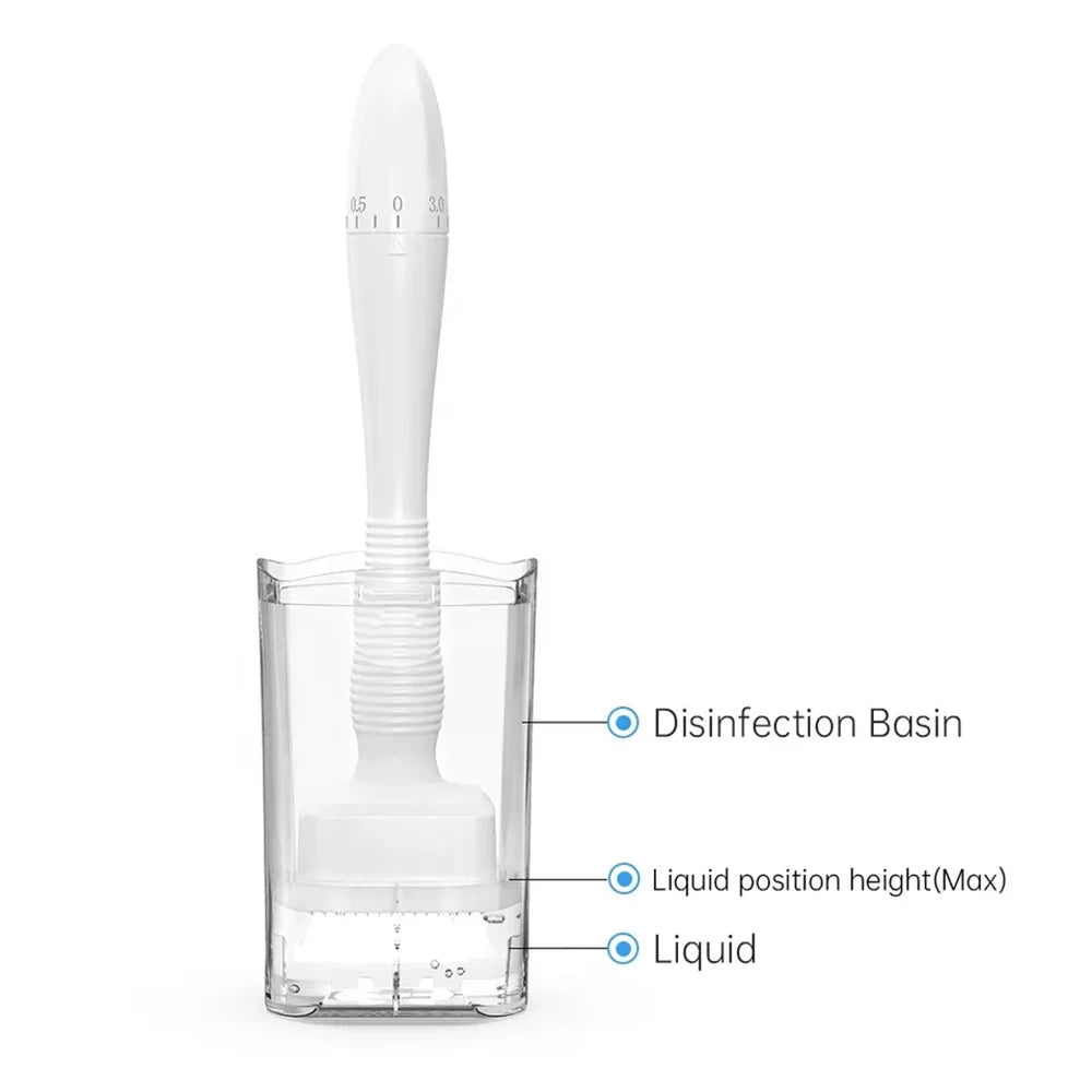 White 140Pins Derma Stamp Adjustable Needle Length 0.25mm Microneedle Real Needle Skin Care Beard Growth Scalp Hair Re-Growth