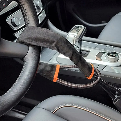 Truck steering wheel lock Universal auto seat belt buckle lock rope Car 5mm thick braided steel cable anti-theft safety lock set