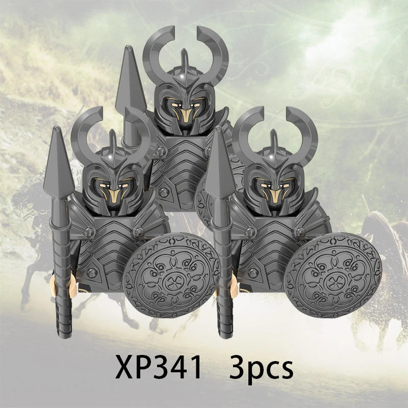 3pcs Lord Rings Elves Orcs Army Dwarf Rohan Mini Action Toy Figures Building Blocks Assembly Toys for Kids Birthday Gift