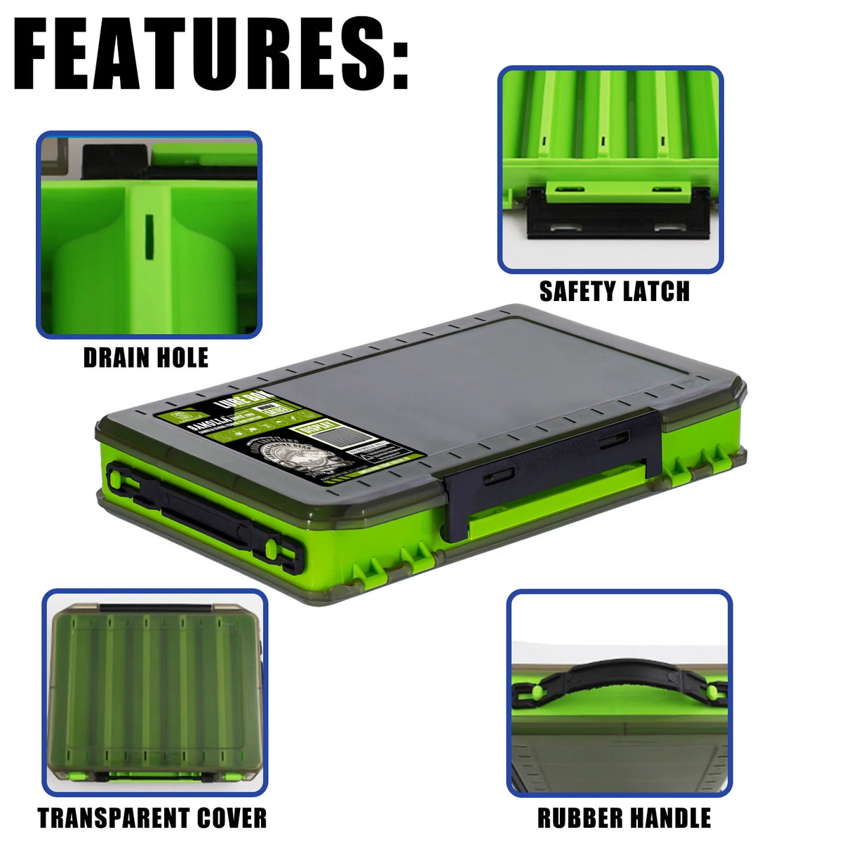 SAMOLLA Large Fishing Tackle Box Lure Storage Double Sided Lure Hook Boxes Baits Container Storage Case Fishing Accessories