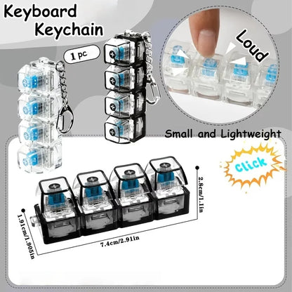 1PC Light Up Keyboard Keychain Stress Relief Clickable LED Button Toy for People with Anxiety Office Desk Accessory
