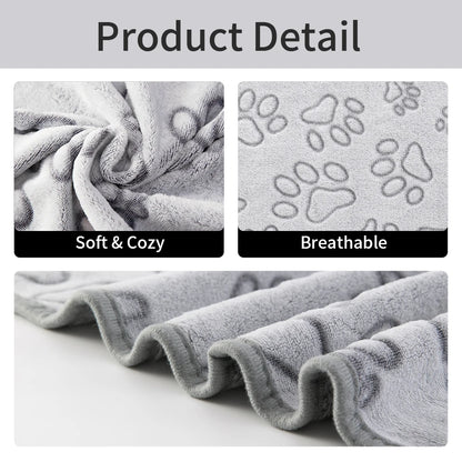 Cozy Plush Dog Paw Print Blanket - Soft Flannel Pet Bed Mat for Cats & Small to Medium Dogs, 3 Sizes, Machine Washable All-Seaso