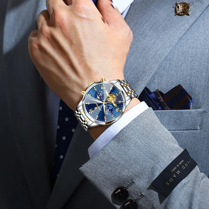 POEDAGAR Luxury Original Men Watch Waterproof Luminous Chronograph Man Wristwatch Stainless Steel Quartz Top Men's Watches Reloj