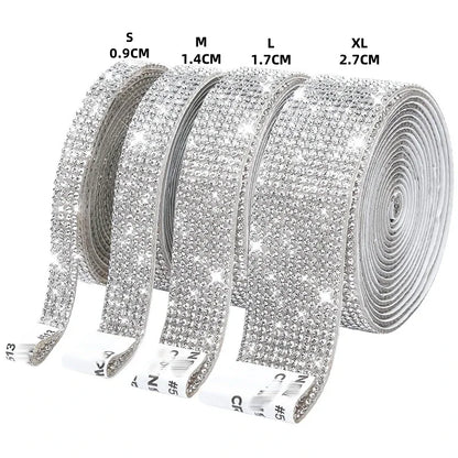 1 Yard Self Adhesive Crystal Rhinestone Sticker Diamond Ribbon DIY Sticker Rhinestones Arts Crafts Tape Car Phone Decoration