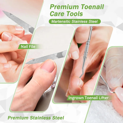 Heavy Duty Toenail Clippers Kit for Thick Toenails Seniors Toe Nail Clippers Upgrade Angled Head Ingrown Large Toe Nail Clippers