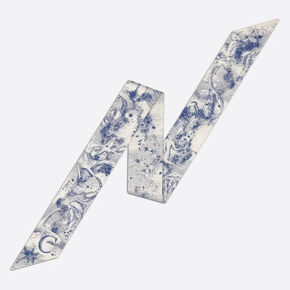 26 Letters Tarot Constellation Bag Scarf Twill Silk Scarves Women New Neckerchief Hair Headbands