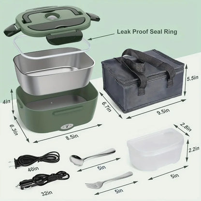 Portable Electric Food Warmer Lunch Box 1.5L 60W - Leak Proof Food Heater for Car, Home, Office & Travel
