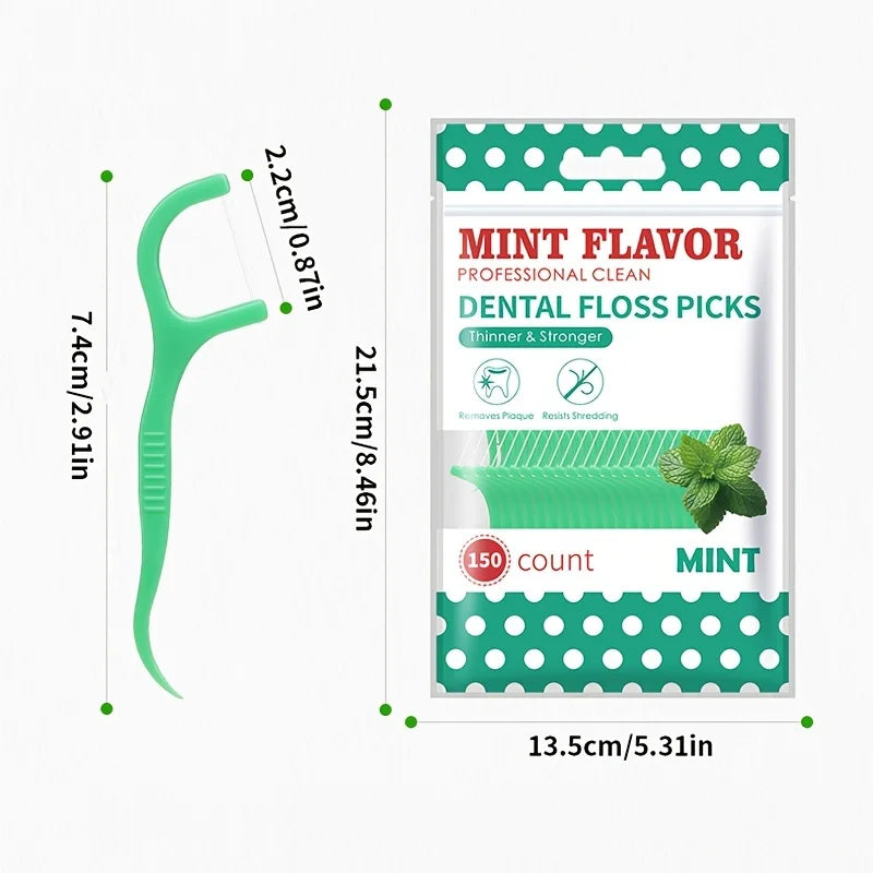 300PCS/150PCS/50PCS - Mint Floss Stick - interdental cleaning tool