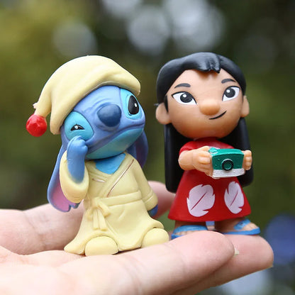 12pcs/set Stitch Lilo Action Figure Anime Cartoon Model Toys Cute Version Doll Cake Decoration Ornaments