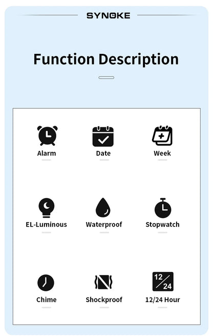 SYNOKE Military Digital Watches Men Sports Luminous Chronograph Waterproof Male Electronic Wrist Watches Relogio Masculino