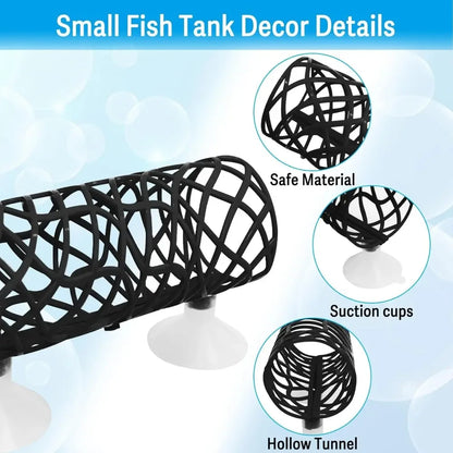 Betta Fish Hideout Cave with Hammock Bed Hollow Tunnel Fish Tank Accessories Aquarium Decorations for Crayfish Shrimp Small Fish