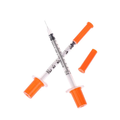 5Pcs 0.3/0.5/1ML Disposable Plastic Veterinary Syringe Orange Cap Sterile Insulin Syringe With Needles For Pet Farm Animal