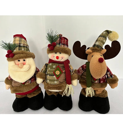 Christmas Tree Retro Snowflake Checkered Fabric Stretch Doll Hotel Shopping Mall Decoration and Decoration gifts for kids 2025