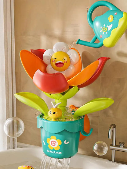 Duck/Flower Shape Baby Bath Toy Play Water in Lion Waterwheel Children Fun in Shower Bathtub with Suction Cup in Kid Gift