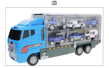 10 In 1 Construction Toys Truck Storage Die-cast Vehicle Transporter Car Set Excavator Dump Truck Digger Backhoe for Kids Gift
