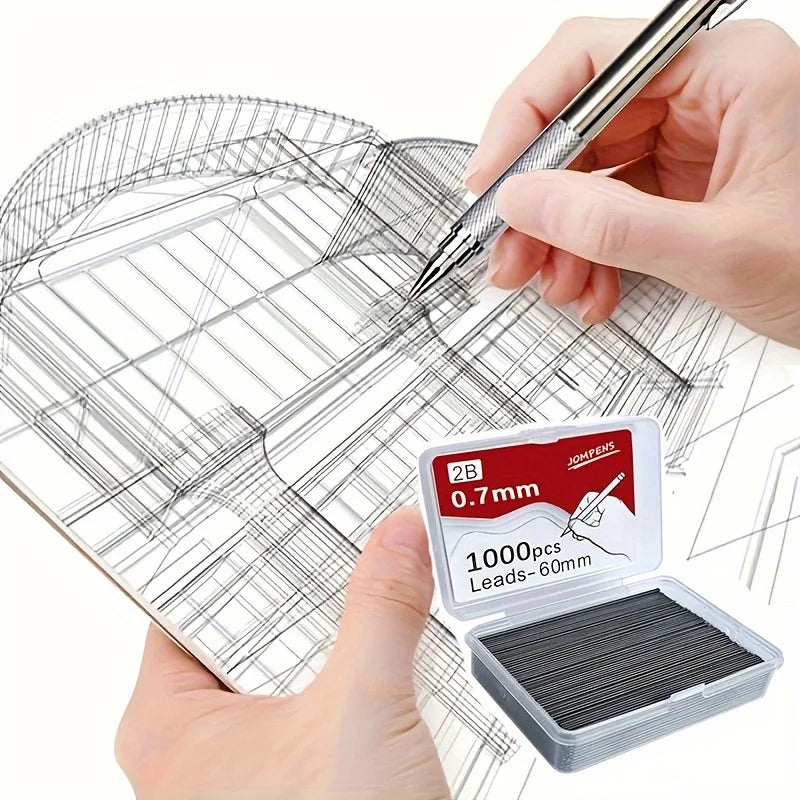 Transparent Mechanical Pencils 0.5 0.7 0.9mm with Lead 2B 60mm Art Drawing Automatic Pencil Replaceable Refills with 2 Tubes