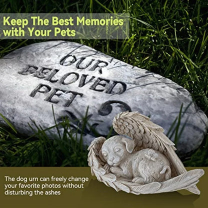 dog/Cat Angel Memorial Statue Commemorates Our Lost Fur Baby,Cat Figurines is Placed in The Outdoor Garden or Tombstone, Resin