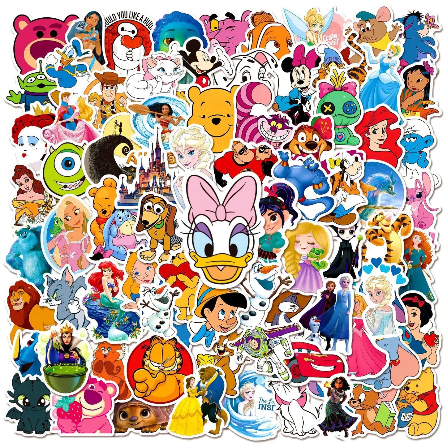 100Pcs Disney Mixed Cartoon Stickers Mickey Decals DIY Laptop Luggage Phone Motorcycle Waterproof Sticker Children Toy
