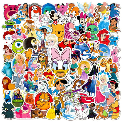 100Pcs Disney Mixed Cartoon Stickers Mickey Decals DIY Laptop Luggage Phone Motorcycle Waterproof Sticker Children Toy
