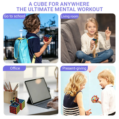 sengso Speed Cube 3x3 | Carbon Fibre Sticker Cube - Turn Smooth Cube Professional Fast Puzzle Cube for Competition Kids & Adults