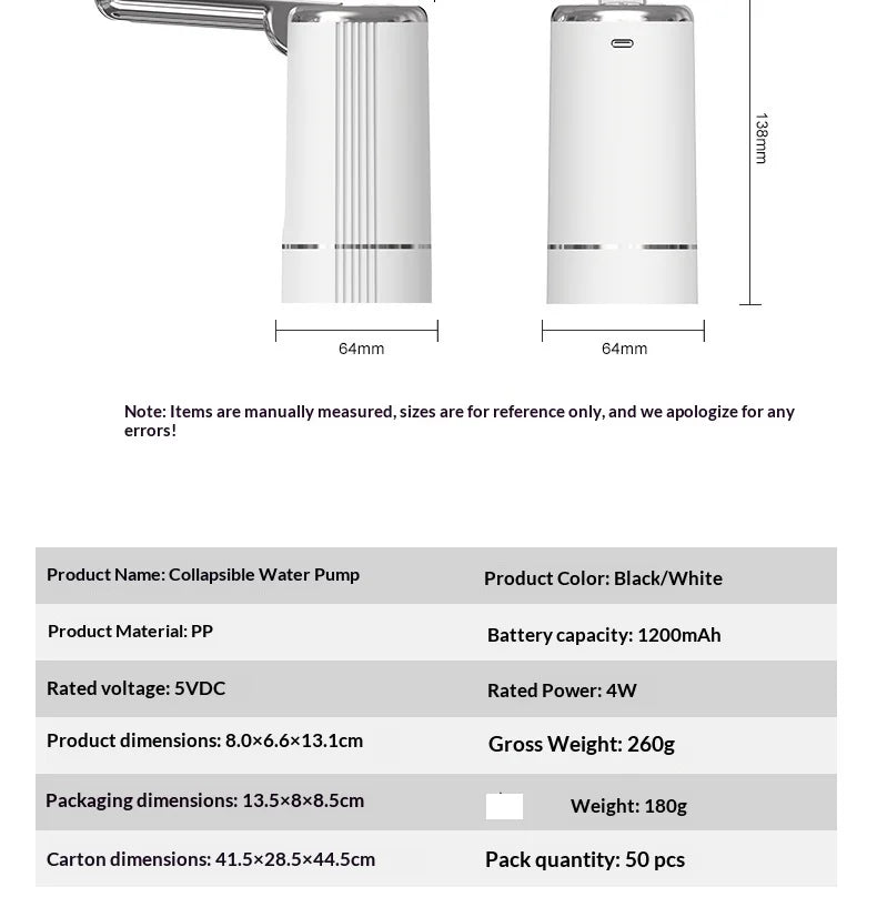 HOMEFISH Electric Household Folding Water Pump Bucket Automatic Water Dispenser Small Water Outlet for Home Use