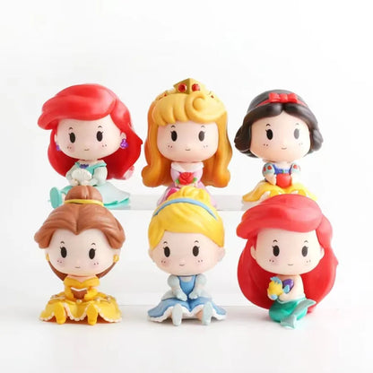 6 Pieces / Set Cartoon Princess Vinyl Figurine Cute Version Doll Action Figure Toys Collection Model Ornament