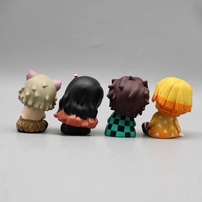 4pcs Demo Slayer Gk Kamado Tanjirou Kamado Nezuko Q Edition Shoulder To Shoulder Sleep Desktop Decoration Model Children ToyGift