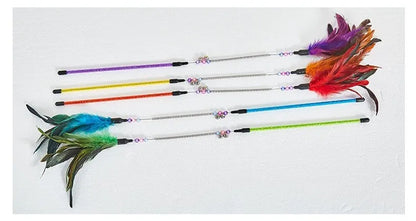 Cat Toy Feather Cats Sticks Teaser Cat Toys Interactive Spring Handle Kitten Toys with Bell Training Cats Stick Toy Pet Supplies