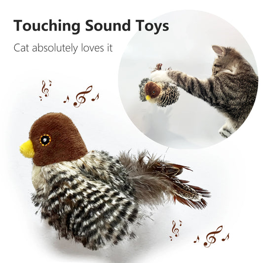 Cat interactive toy electric simulated bird chirping plush cat toy pet feather teaser bird-shaped toy