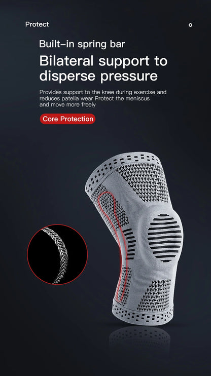 1Pcs Silicone Spring Full Knee Support Patella Medial Support Strong Meniscus Compression Protection For Men Women Running Sport