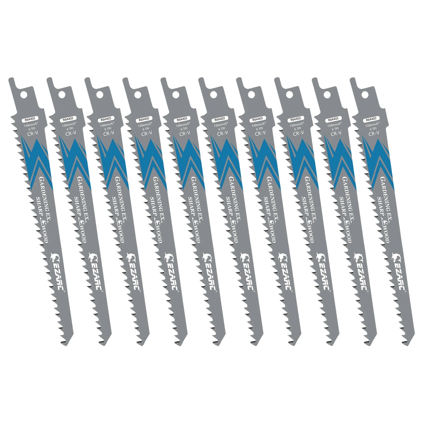 EZARC Reciprocating Saw Blades for Wood Pruning, 150mm 6TPI /225mm 5TPI CRV Ground Sharp Teeth Saw Blades Cutting Tools 6'' 9''